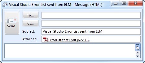 Emailing Visual Studio's Error List using ELM