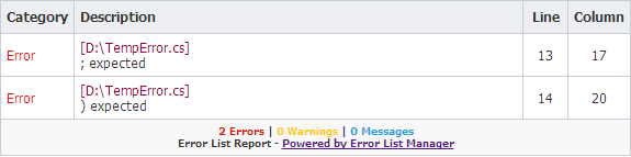 Export Error List from Visual Studio