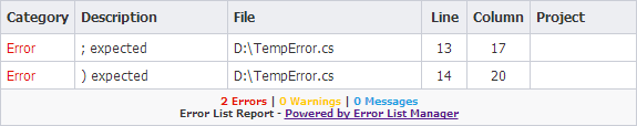 Save Error List from Visual Studio Error List Toolwindow