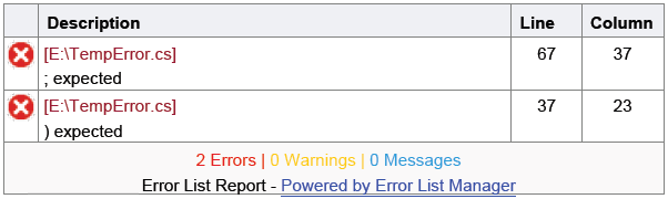 Export Visual Studio' Error List as PDF