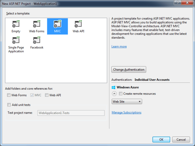 One ASP.NET - New Project